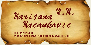 Marijana Macanković vizit kartica